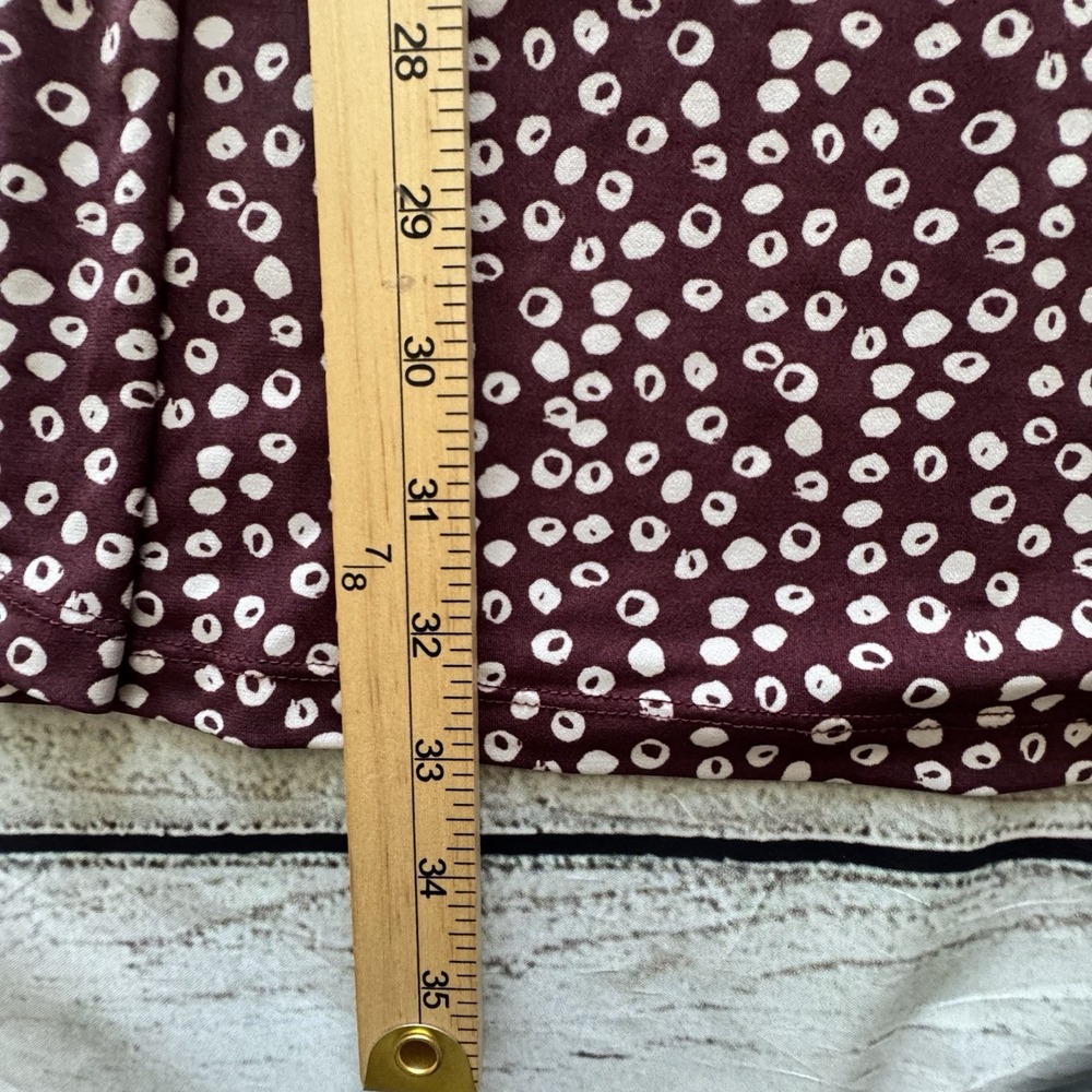 LOFT Petite Medium MP Burgundy Abstract Dot Cowl Neck Tie Waist Dress - Picture 10 of 15